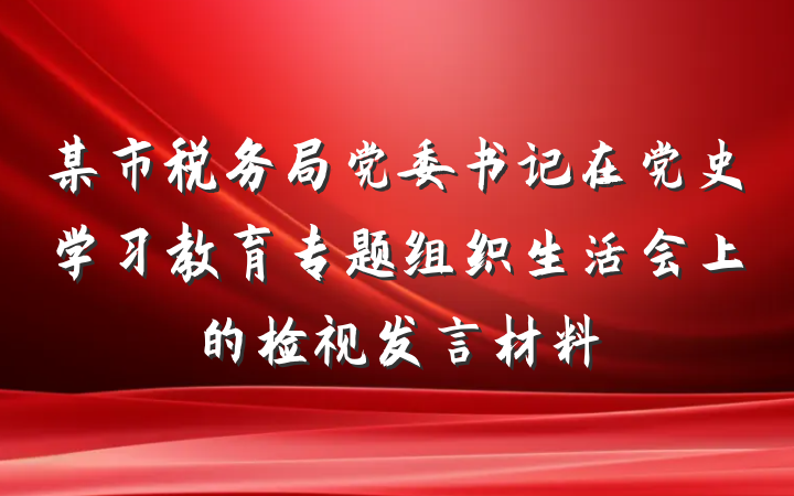 某市税务局党委书记在党史学习教育专题组织生活会上的检视发言材料