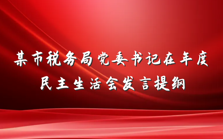 某市税务局党委书记在年度民主生活会发言提纲