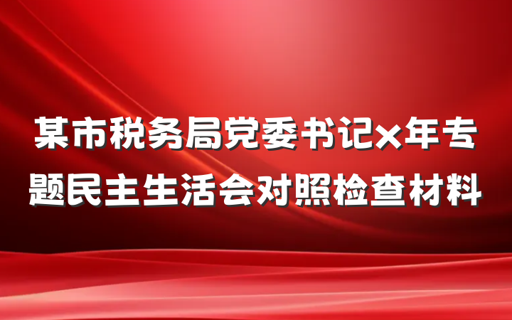 某市税务局党委书记x年专题民主生活会对照检查材料