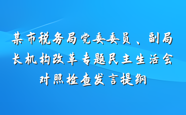 某市税务局党委委员、副局长机构改革专题民主生活会对照检查发言提纲