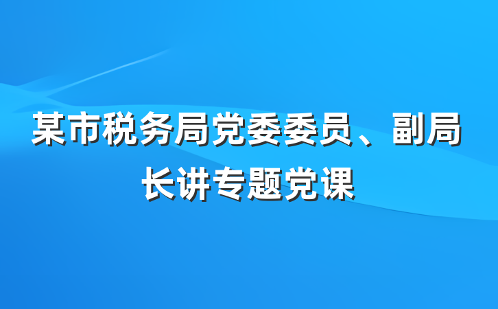 某市税务局党委委员、副局长讲专题党课