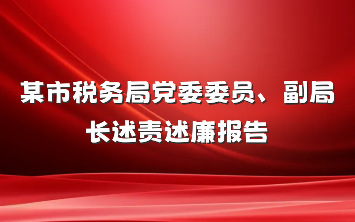 某市税务局党委委员、副局长述责述廉报告