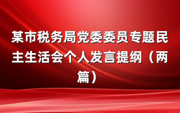 某市税务局党委委员专题民主生活会个人发言提纲（两篇）