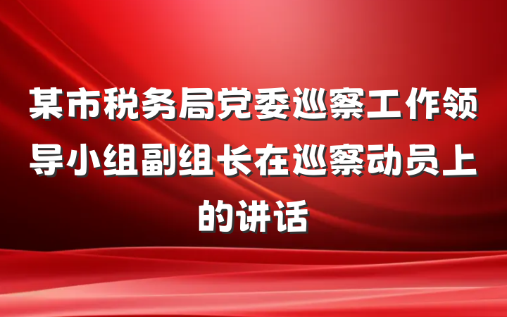 某市税务局党委巡察工作领导小组副组长在巡察动员上的讲话