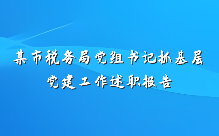 某市税务局党组书记抓基层党建工作述职报告