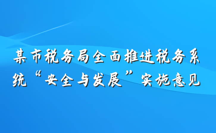 某市税务局全面推进税务系统“安全与发展”实施意见