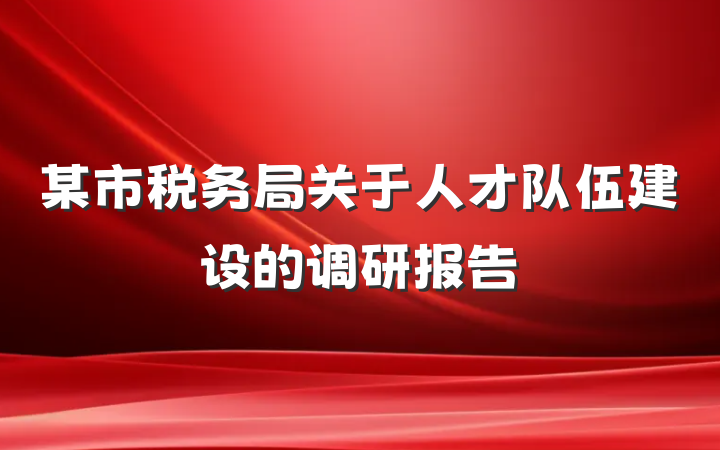某市税务局关于人才队伍建设的调研报告