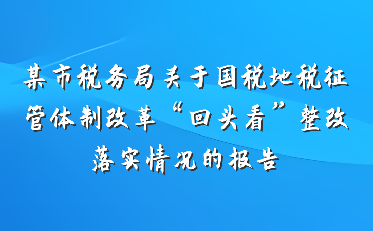 某市税务局关于国税地税征管体制改革“回头看”整改落实情况的报告