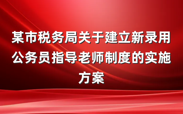某市税务局关于建立新录用公务员指导老师制度的实施方案
