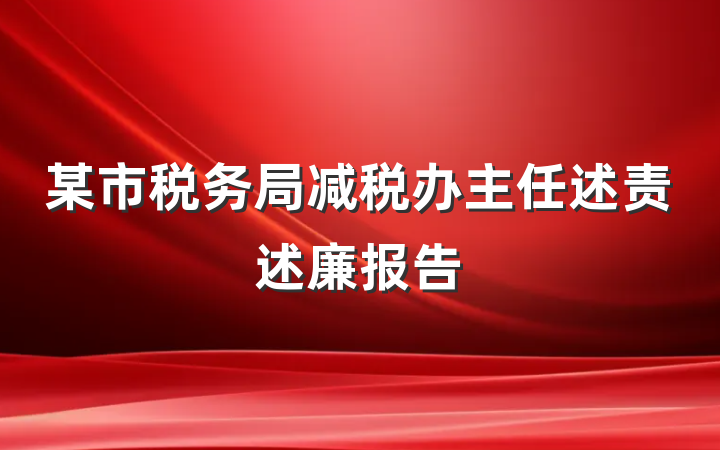 某市税务局减税办主任述责述廉报告