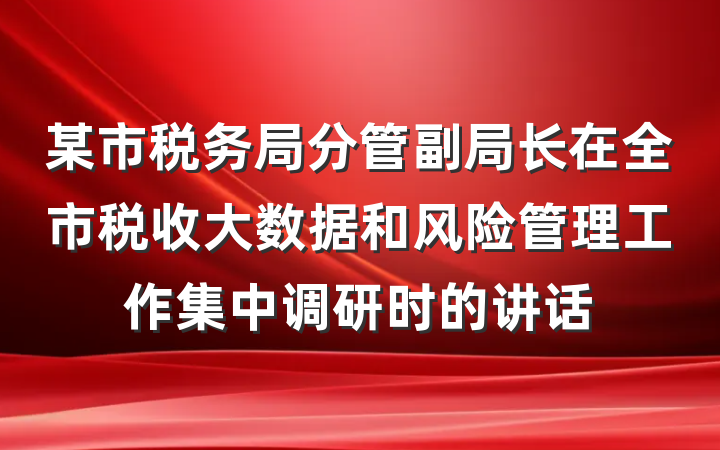 某市税务局分管副局长在全市税收大数据和风险管理工作集中调研时的讲话