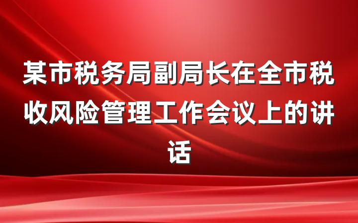 某市税务局副局长在全市税收风险管理工作会议上的讲话