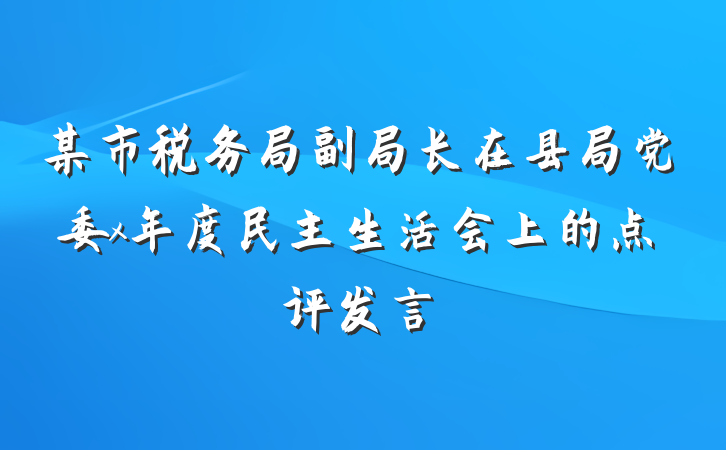 某市税务局副局长在县局党委x年度民主生活会上的点评发言