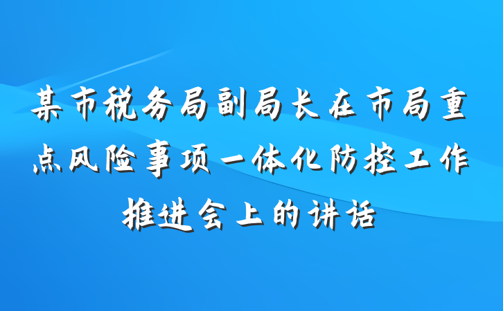某市税务局副局长在市局重点风险事项一体化防控工作推进会上的讲话