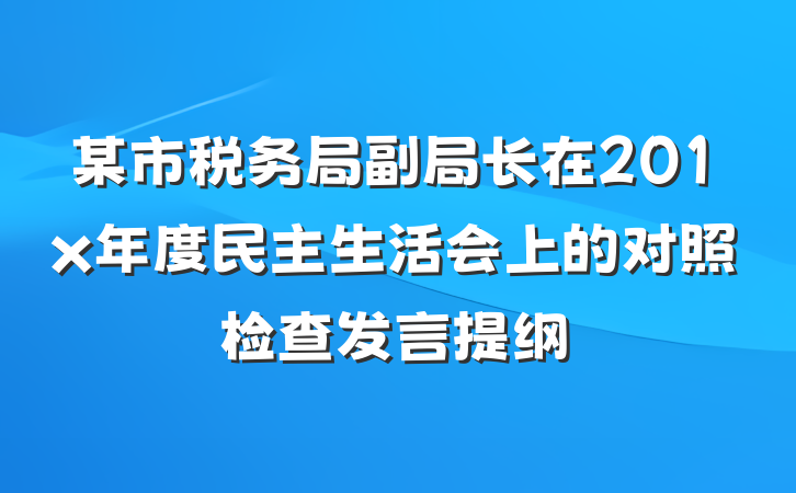 某市税务局副局长在201x年度民主生活会上的对照检查发言提纲