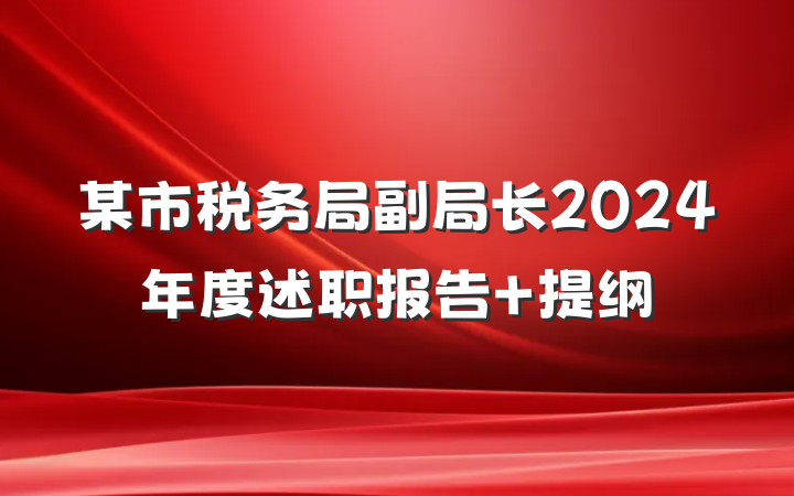 某市税务局副局长2024年度述职报告 提纲