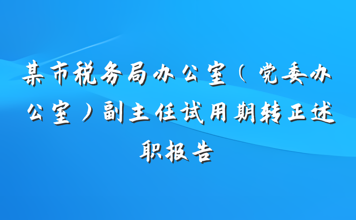 某市税务局办公室（党委办公室）副主任试用期转正述职报告