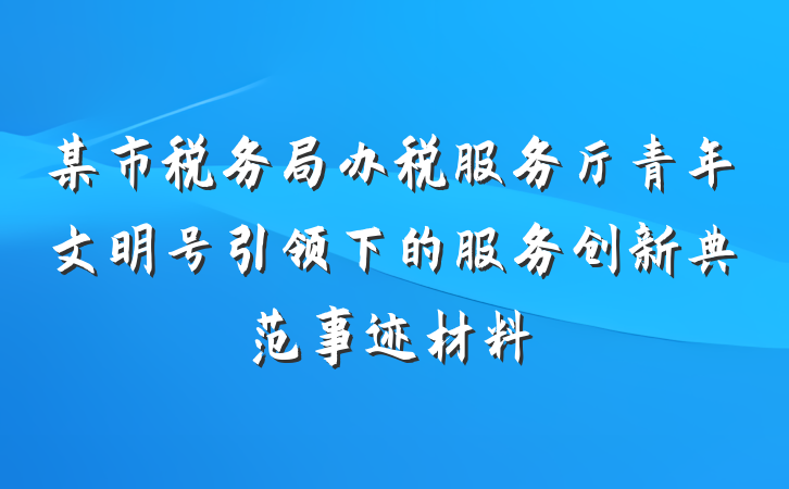 某市税务局办税服务厅青年文明号引领下的服务创新典范事迹材料