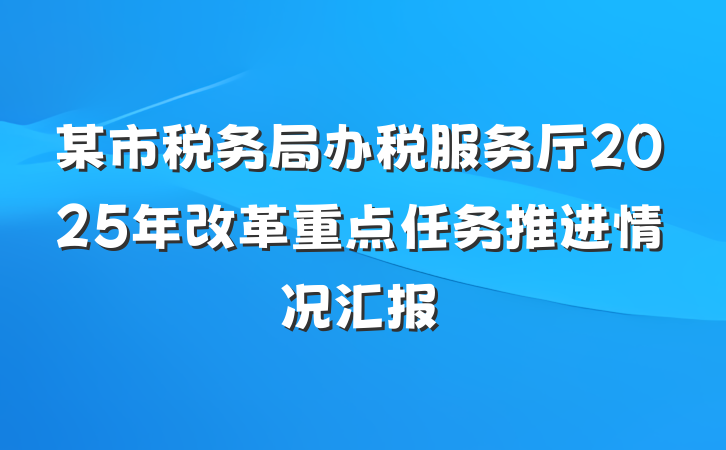 某市税务局办税服务厅2025年改革重点任务推进情况汇报