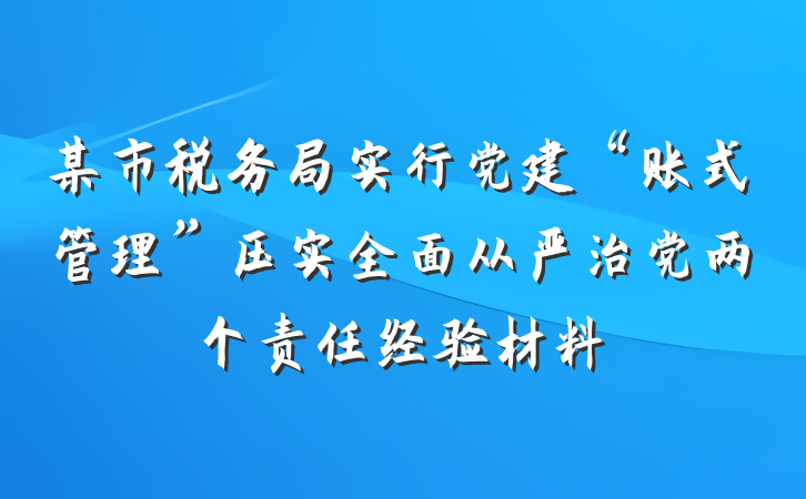 某市税务局实行党建“账式管理”压实全面从严治党两个责任经验材料