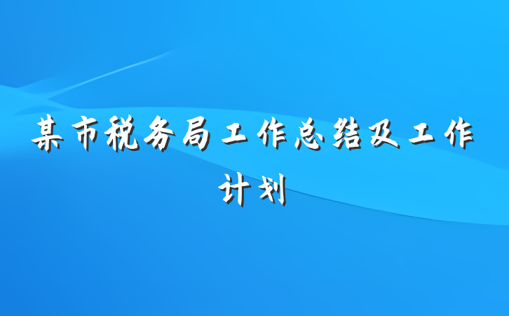 某市税务局工作总结及工作计划