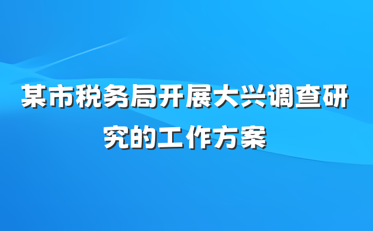 某市税务局开展大兴调查研究的工作方案
