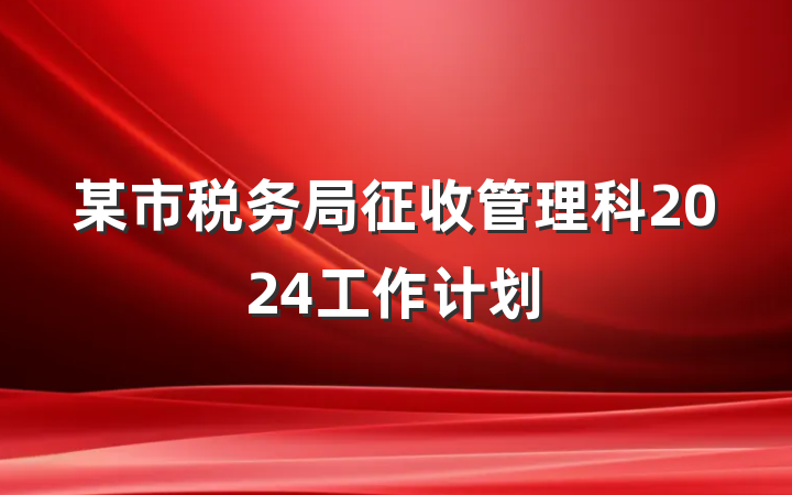 某市税务局征收管理科2024工作计划