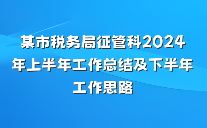 某市税务局征管科2024年上半年工作总结及下半年工作思路