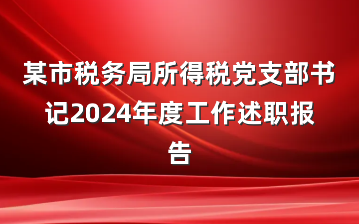 某市税务局所得税党支部书记2024年度工作述职报告