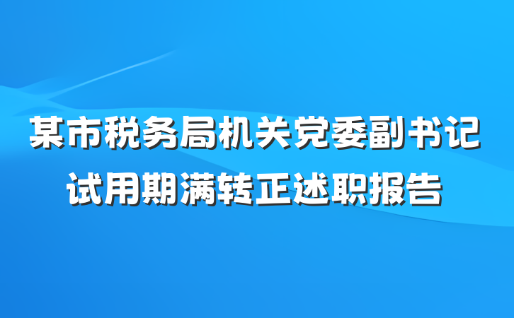 某市税务局机关党委副书记试用期满转正述职报告