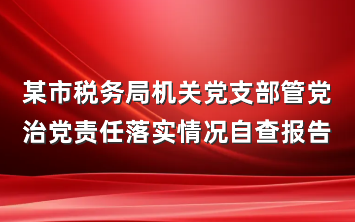 某市税务局机关党支部管党治党责任落实情况自查报告