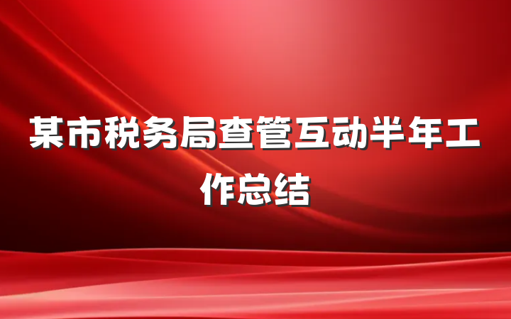 某市税务局查管互动半年工作总结