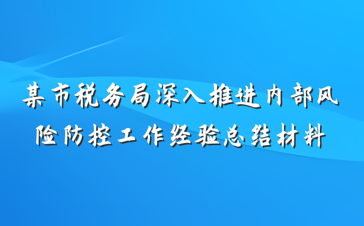 某市税务局深入推进内部风险防控工作经验总结材料