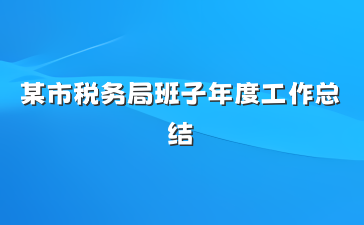 某市税务局班子年度工作总结