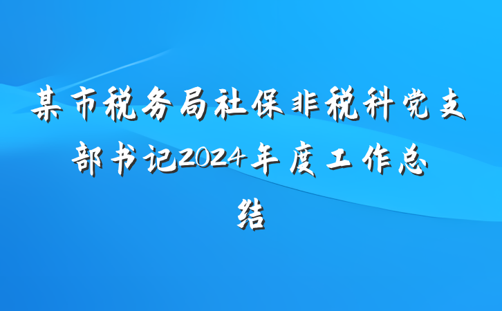 某市税务局社保非税科党支部书记2024年度工作总结