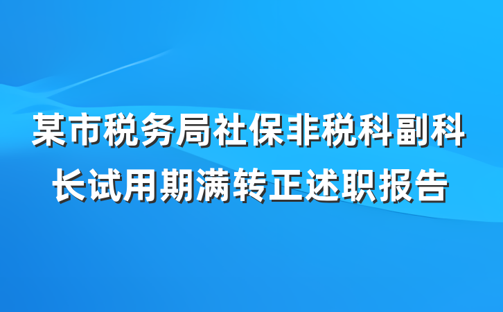 某市税务局社保非税科副科长试用期满转正述职报告