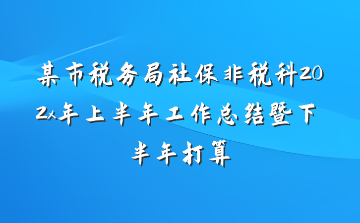 某市税务局社保非税科202x年上半年工作总结暨下半年打算