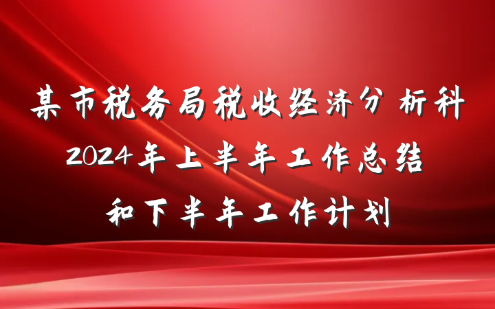 某市税务局税收经济分析科2024年上半年工作总结和下半年工作计划