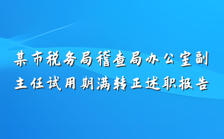 某市税务局稽查局办公室副主任试用期满转正述职报告