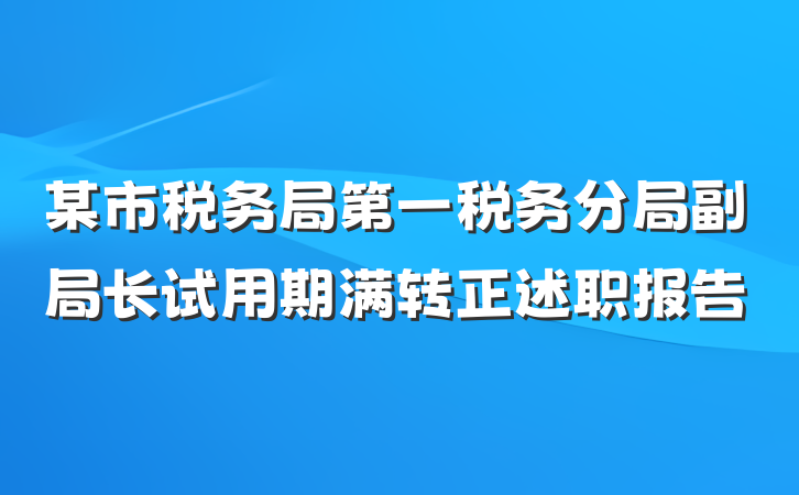 某市税务局第一税务分局副局长试用期满转正述职报告