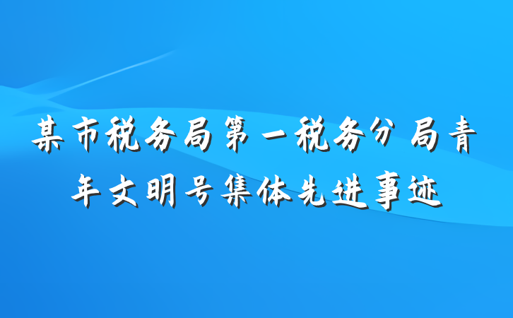某市税务局第一税务分局青年文明号集体先进事迹