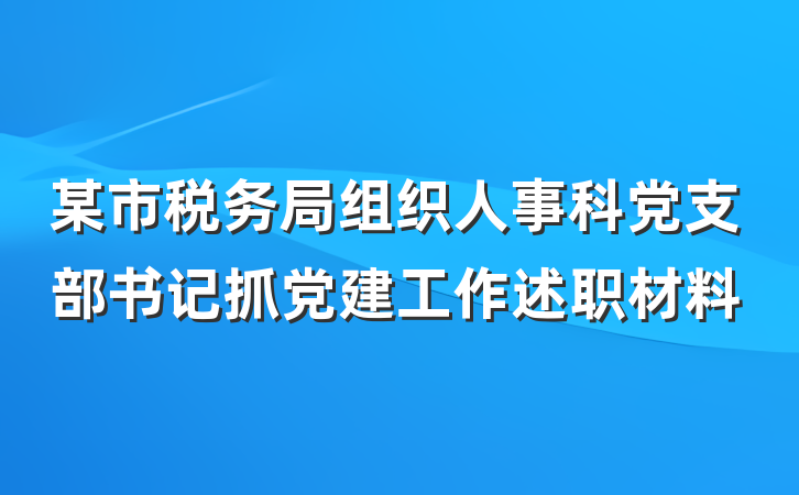 某市税务局组织人事科党支部书记抓党建工作述职材料