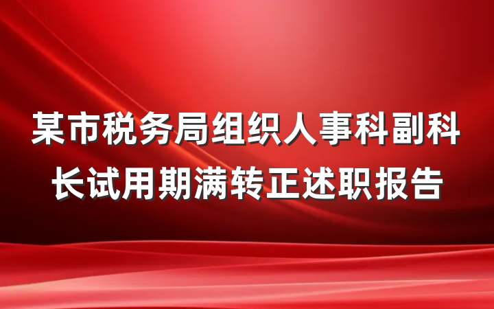 某市税务局组织人事科副科长试用期满转正述职报告