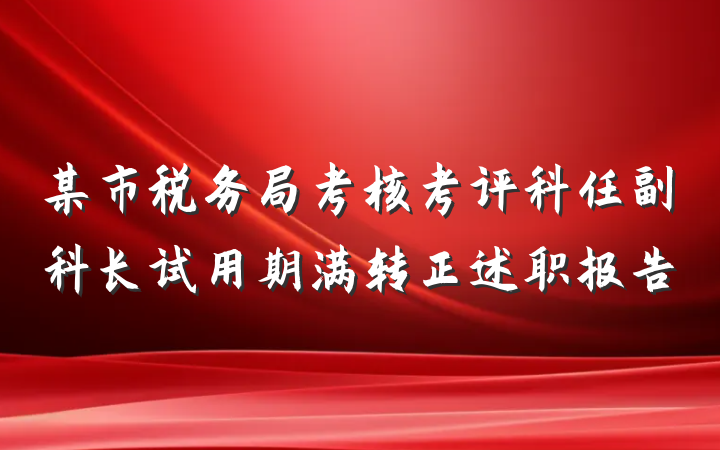 某市税务局考核考评科任副科长试用期满转正述职报告