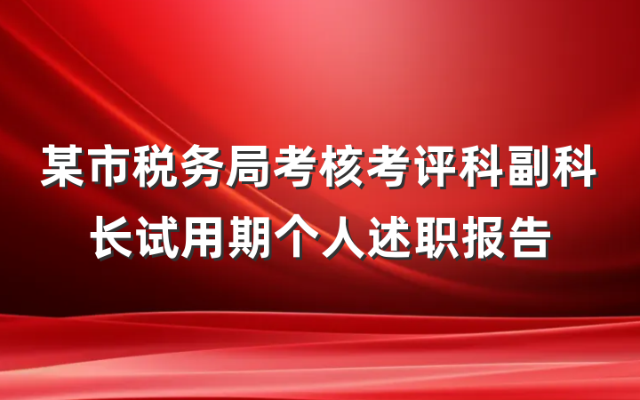 某市税务局考核考评科副科长试用期个人述职报告