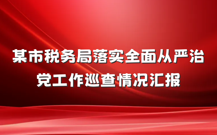 某市税务局落实全面从严治党工作巡查情况汇报