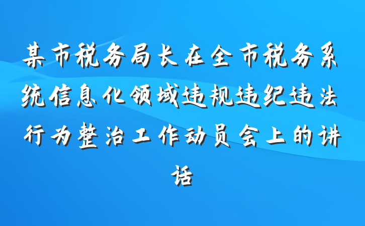 某市税务局长在全市税务系统信息化领域违规违纪违法行为整治工作动员会上的讲话