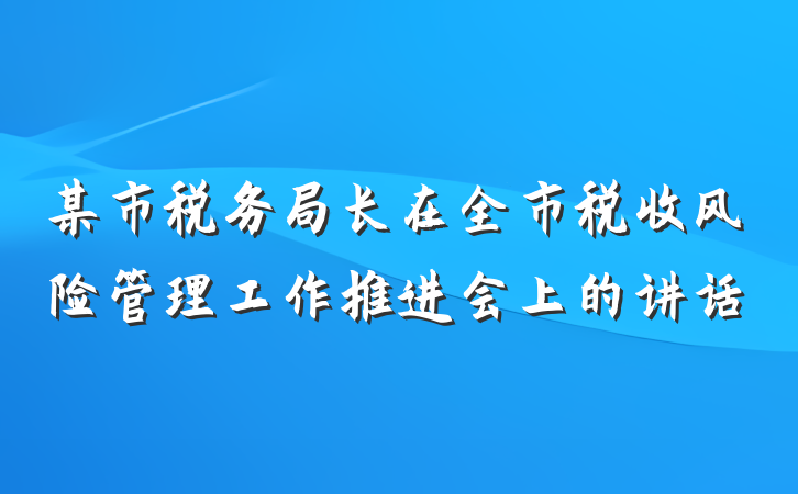 某市税务局长在全市税收风险管理工作推进会上的讲话