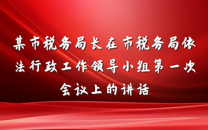 某市税务局长在市税务局依法行政工作领导小组第一次会议上的讲话