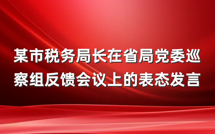 某市税务局长在省局党委巡察组反馈会议上的表态发言